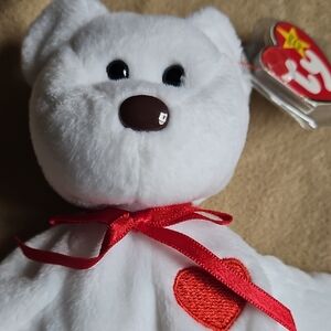 Ty VALENTINO Beanie Babie Bear Plush 1993 -1994 Brown Nose Orig. Case Raised